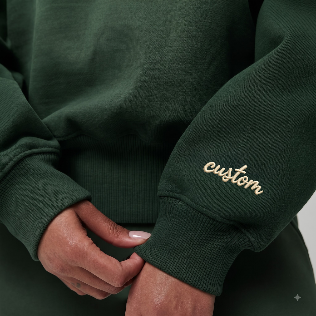Chaotic Club Embroided Spooky Saurus Skeleton T-Rex Pocket Custom Sleeve Crewneck Sweatshirt