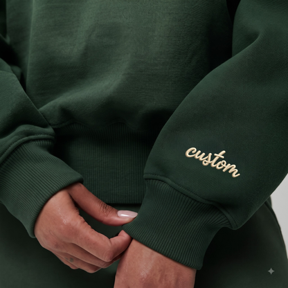 Chaotic Club Embroided Spooky Saurus Skeleton T-Rex Pocket Custom Sleeve Crewneck Sweatshirt