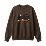 Chaotic Club Embroided Spooky Season Ghosts Black Cat Broom Halloween Crewneck Sweatshirt