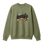 Chaotic Club Embroided Spooky Season Ghosts Black Cat Broom Halloween Crewneck Sweatshirt