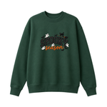 Chaotic Club Embroided Spooky Season Ghosts Black Cat Broom Halloween Crewneck Sweatshirt
