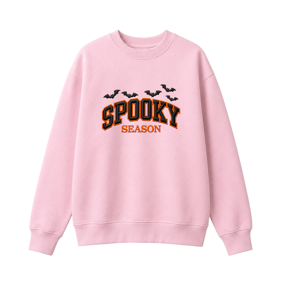 Chaotic Club Embroided Spooky Season Varsity Lettering Flying Bats Halloween Crewneck Sweatshirt