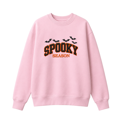 Chaotic Club Embroided Spooky Season Varsity Lettering Flying Bats Halloween Crewneck Sweatshirt