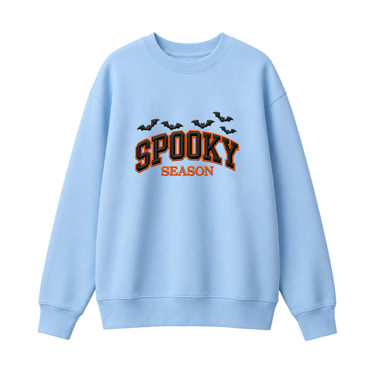 Chaotic Club Embroided Spooky Season Varsity Lettering Flying Bats Halloween Crewneck Sweatshirt