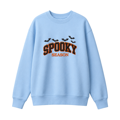 Chaotic Club Embroided Spooky Season Varsity Lettering Flying Bats Halloween Crewneck Sweatshirt