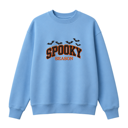Chaotic Club Embroided Spooky Season Varsity Lettering Flying Bats Halloween Crewneck Sweatshirt