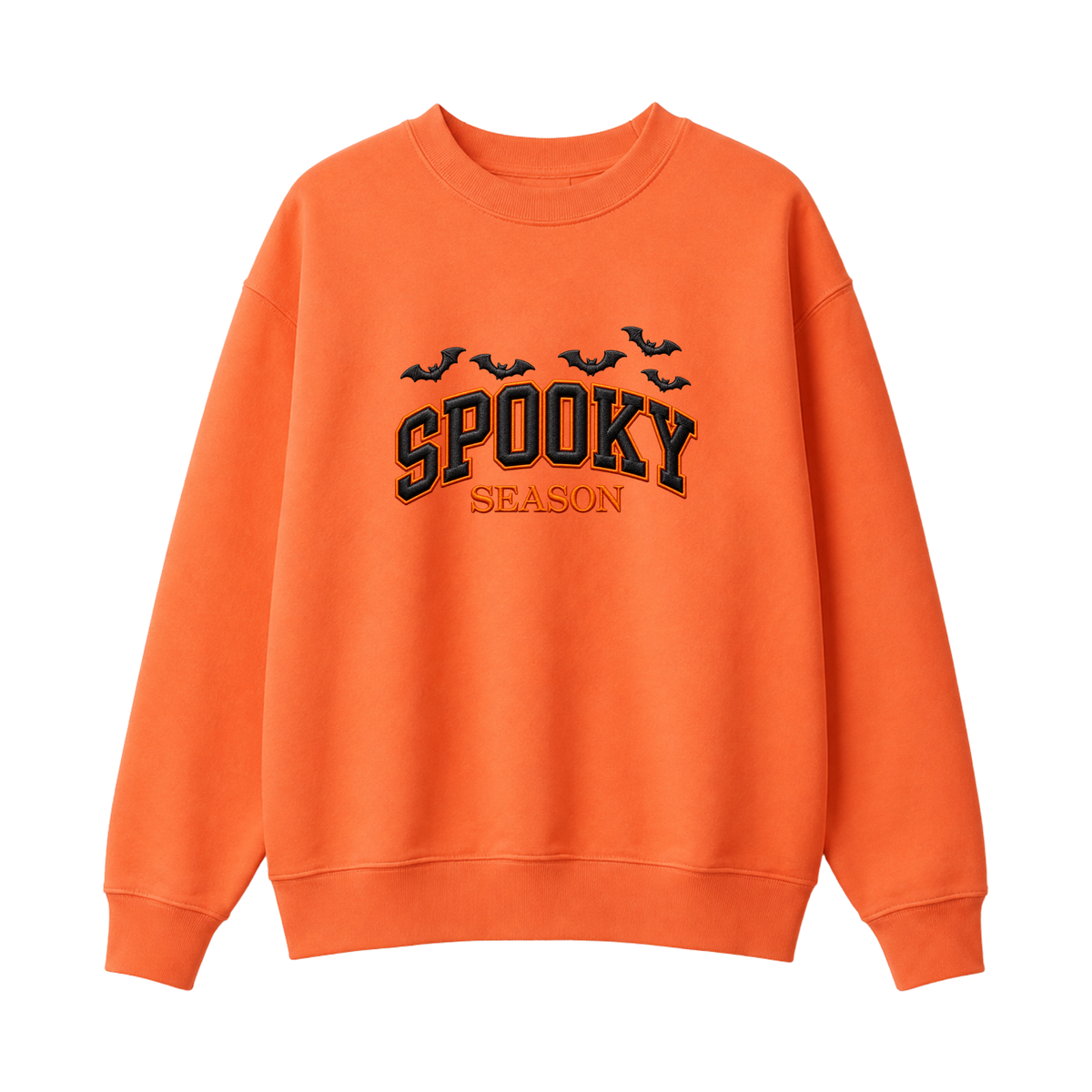 Chaotic Club Embroided Spooky Season Varsity Lettering Flying Bats Halloween Crewneck Sweatshirt