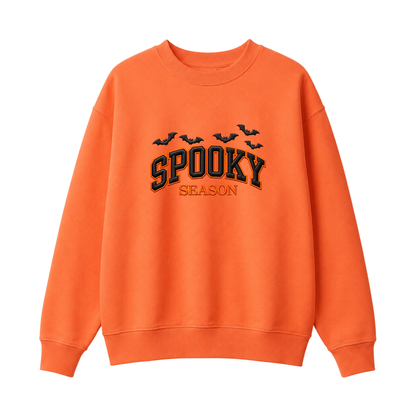 Chaotic Club Embroided Spooky Season Varsity Lettering Flying Bats Halloween Crewneck Sweatshirt