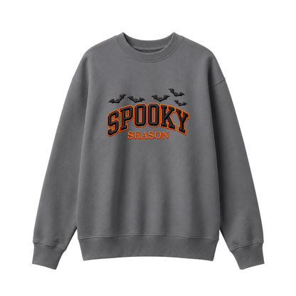 Chaotic Club Embroided Spooky Season Varsity Lettering Flying Bats Halloween Crewneck Sweatshirt
