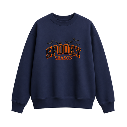 Chaotic Club Embroided Spooky Season Varsity Lettering Flying Bats Halloween Crewneck Sweatshirt
