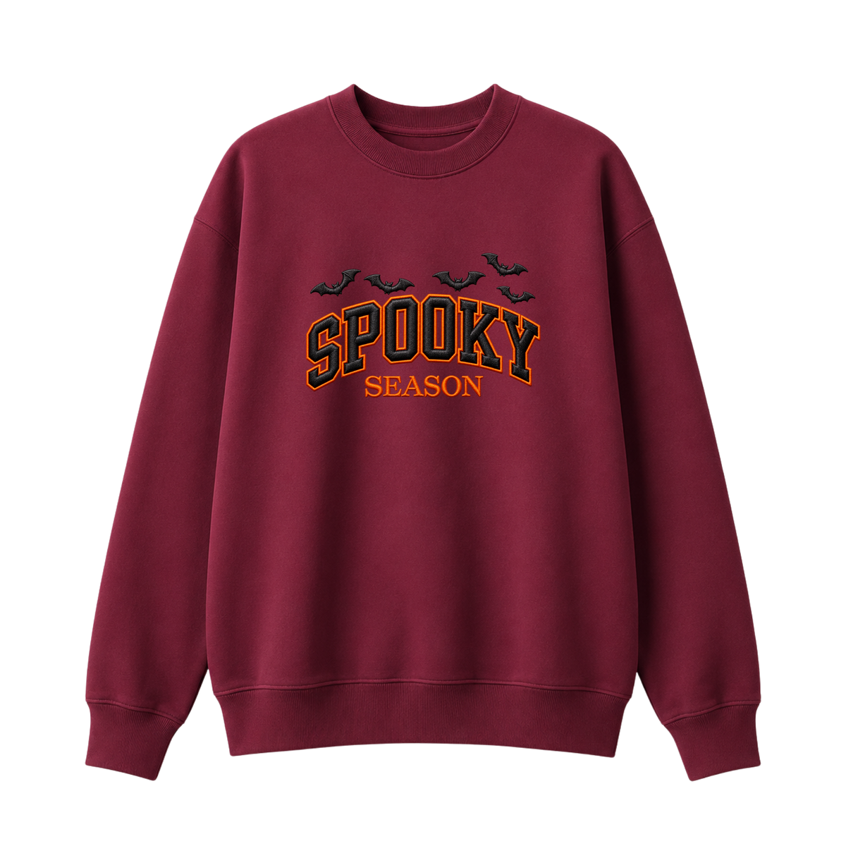 Chaotic Club Embroided Spooky Season Varsity Lettering Flying Bats Halloween Crewneck Sweatshirt