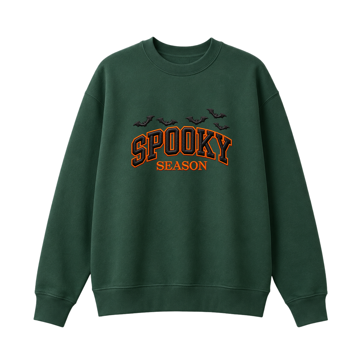 Chaotic Club Embroided Spooky Season Varsity Lettering Flying Bats Halloween Crewneck Sweatshirt
