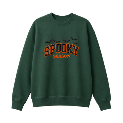 Chaotic Club Embroided Spooky Season Varsity Lettering Flying Bats Halloween Crewneck Sweatshirt