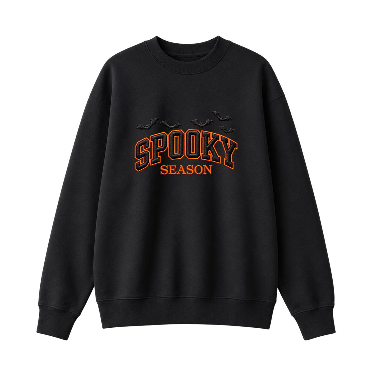 Chaotic Club Embroided Spooky Season Varsity Lettering Flying Bats Halloween Crewneck Sweatshirt