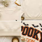 Chaotic Club Embroided Spooky Season Varsity Lettering Flying Bats Halloween Crewneck Sweatshirt