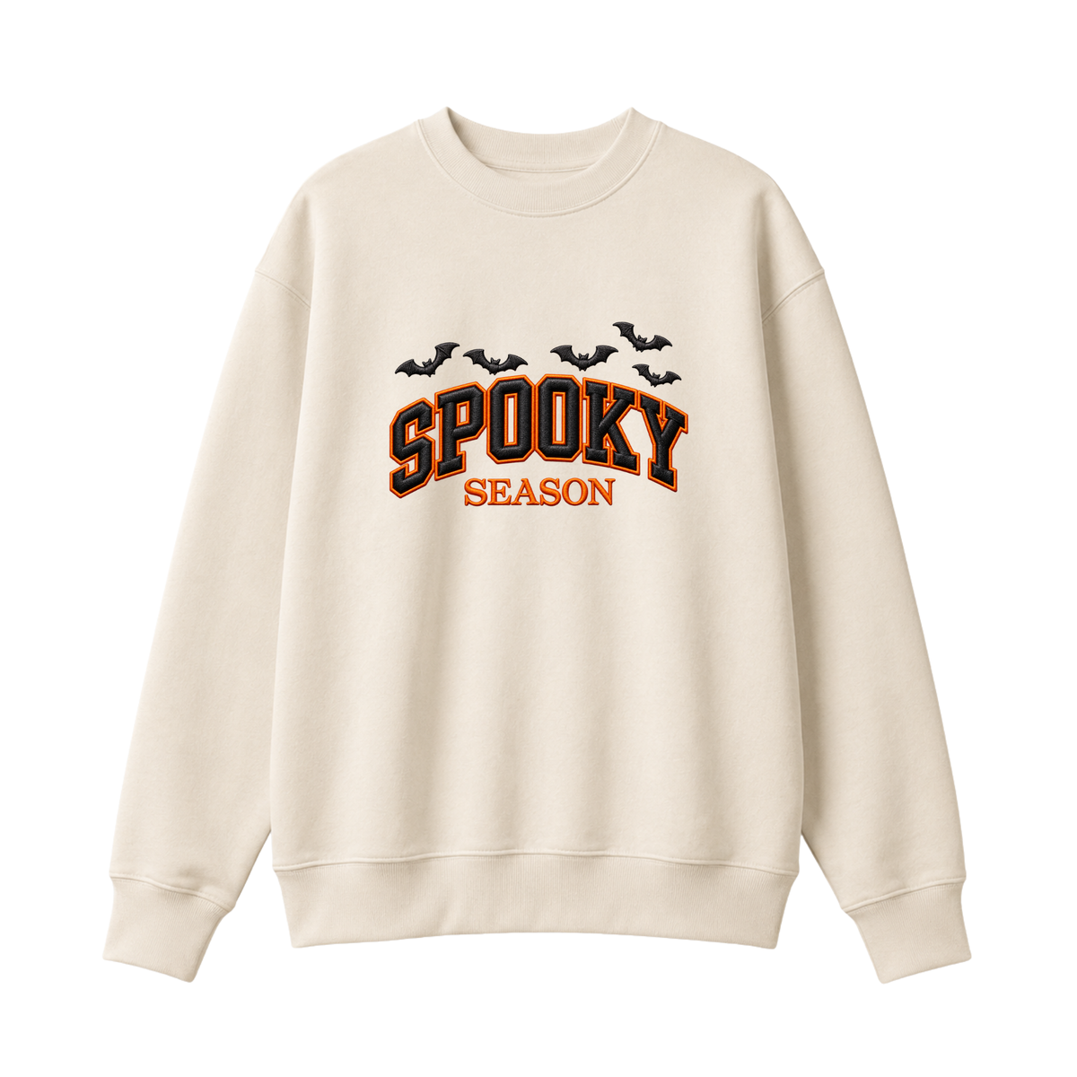 Chaotic Club Embroided Spooky Season Varsity Lettering Flying Bats Halloween Crewneck Sweatshirt