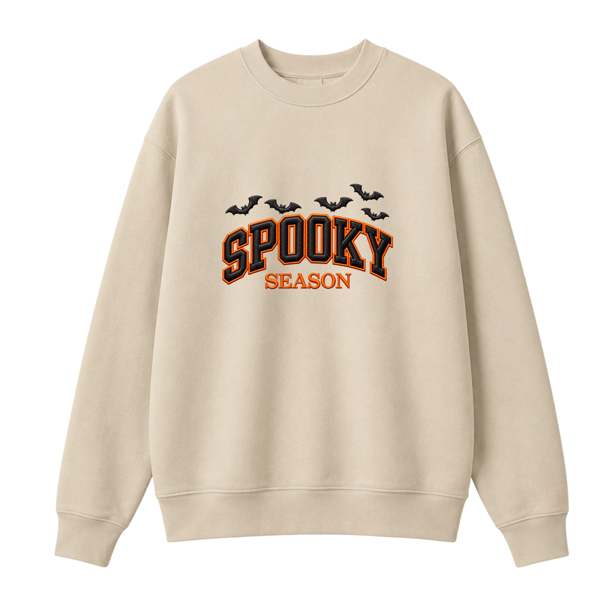Chaotic Club Embroided Spooky Season Varsity Lettering Flying Bats Halloween Crewneck Sweatshirt
