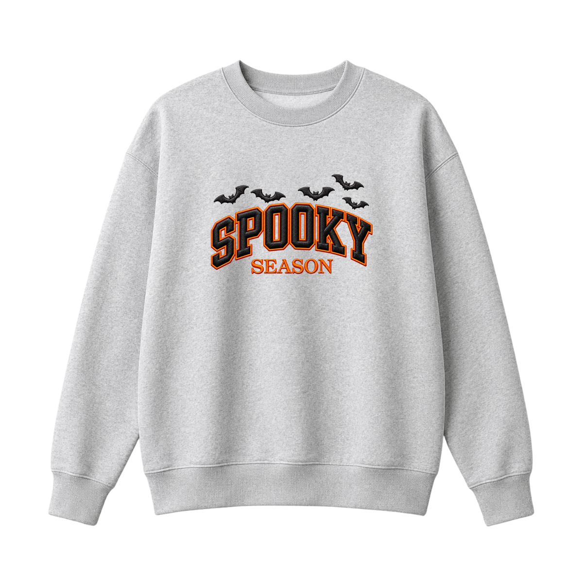 Chaotic Club Embroided Spooky Season Varsity Lettering Flying Bats Halloween Crewneck Sweatshirt