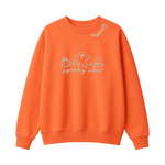 Chaotic Club Embroided Spooky Vibes Doodle Art Ghost Pumpkin Custom Name Crewneck Sweatshirt