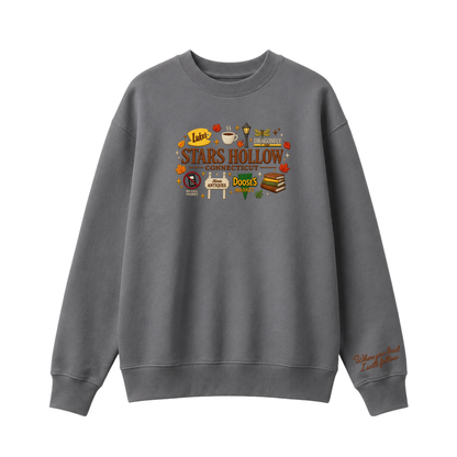 Chaotic Club Embroided Stars Hollow Connecticut Lukes Diner Dragonfly Inn Crewneck Sweatshirt