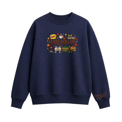 Chaotic Club Embroided Stars Hollow Connecticut Lukes Diner Dragonfly Inn Crewneck Sweatshirt