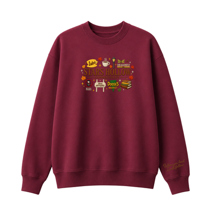 Chaotic Club Embroided Stars Hollow Connecticut Lukes Diner Dragonfly Inn Crewneck Sweatshirt