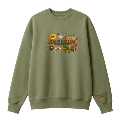 Chaotic Club Embroided Stars Hollow Connecticut Lukes Diner Dragonfly Inn Crewneck Sweatshirt