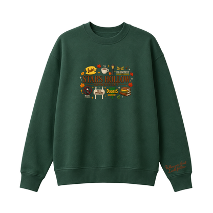 Chaotic Club Embroided Stars Hollow Connecticut Lukes Diner Dragonfly Inn Crewneck Sweatshirt