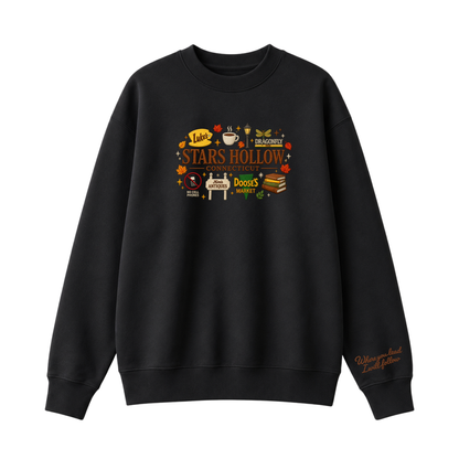 Chaotic Club Embroided Stars Hollow Connecticut Lukes Diner Dragonfly Inn Crewneck Sweatshirt