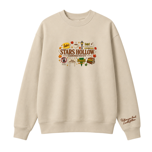 Chaotic Club Embroided Stars Hollow Connecticut Lukes Diner Dragonfly Inn Crewneck Sweatshirt