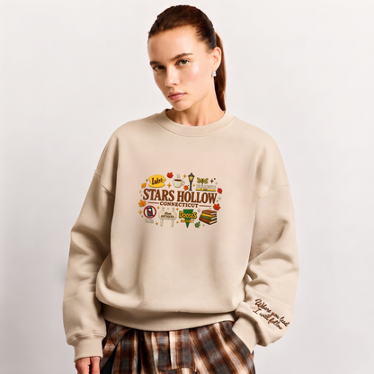 Chaotic Club Embroided Stars Hollow Connecticut Lukes Diner Dragonfly Inn Crewneck Sweatshirt