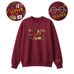 Chaotic Club Embroided Wizard School Magical Elements Personalized Sleeve Name Crewneck Sweatshirt