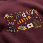 Chaotic Club Embroided Wizard School Magical Elements Personalized Sleeve Name Crewneck Sweatshirt