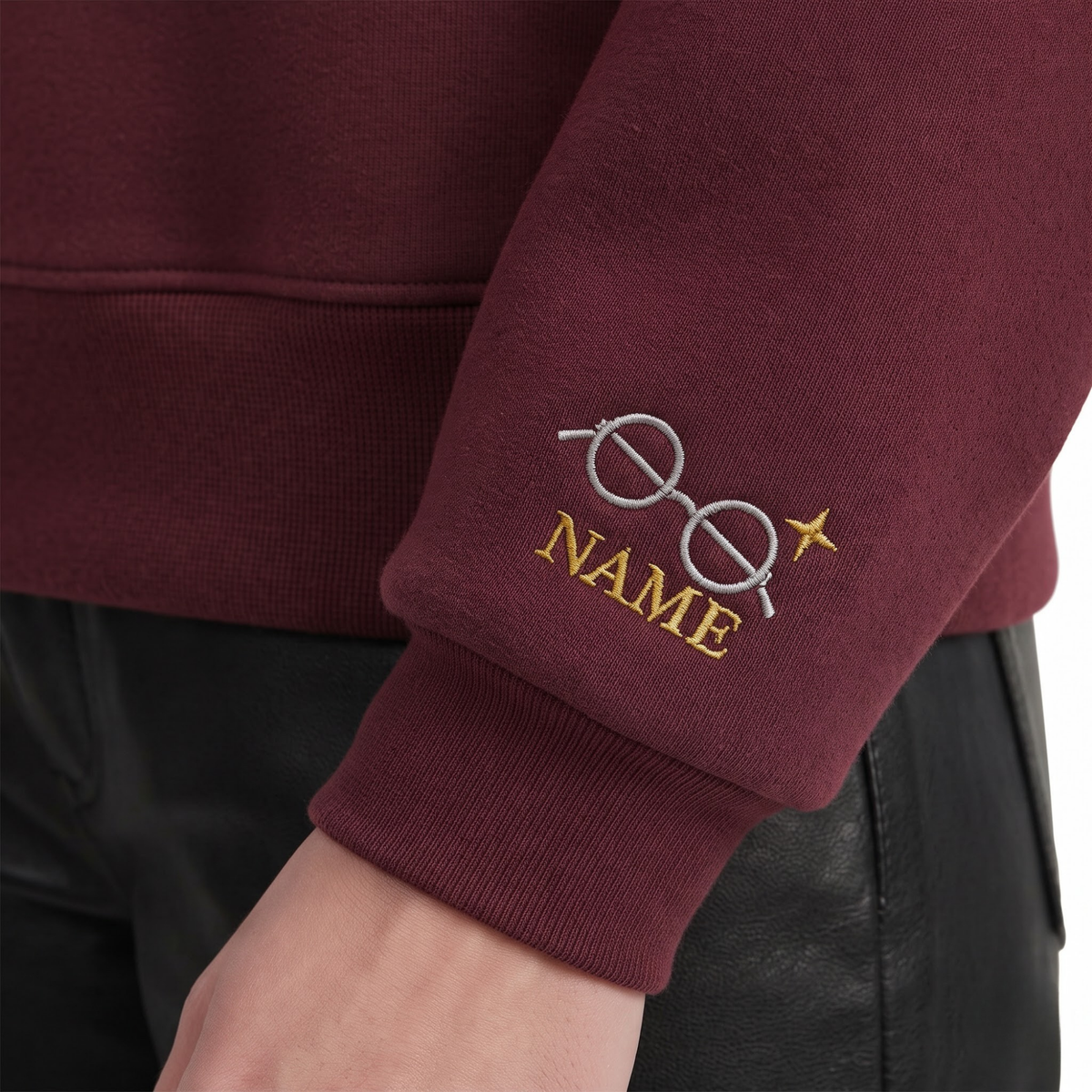 Chaotic Club Embroided Wizard School Magical Elements Personalized Sleeve Name Crewneck Sweatshirt