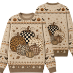 Chaotic Club Fall Leopard Plaid Patchwork Pumpkin Ugly Sweatshirt