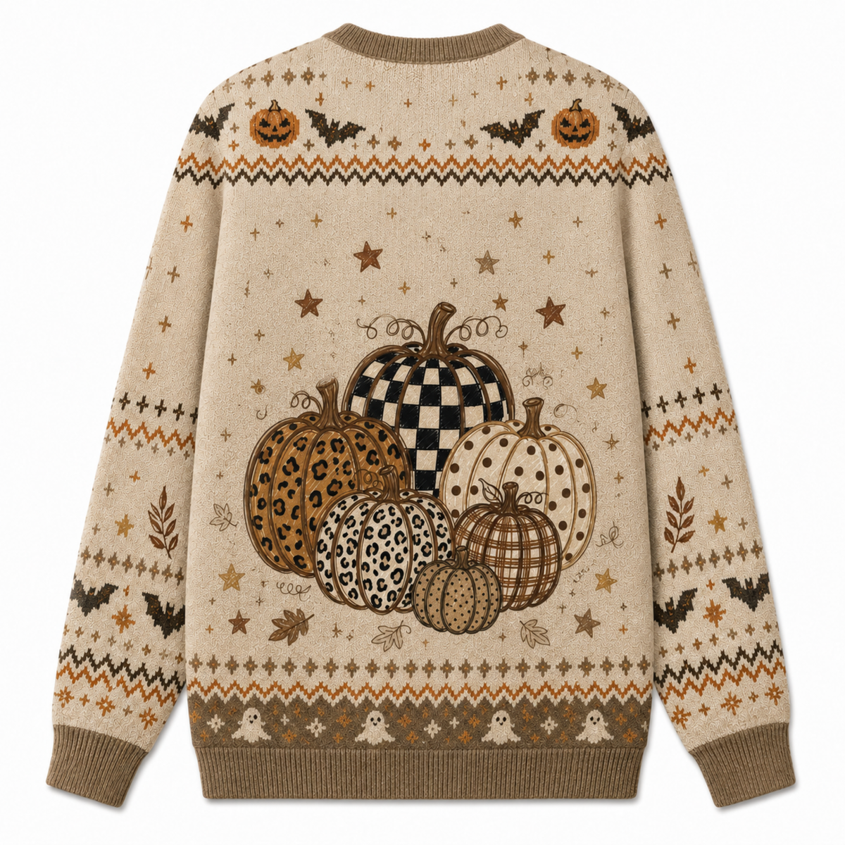 Chaotic Club Fall Leopard Plaid Patchwork Pumpkin Ugly Sweatshirt