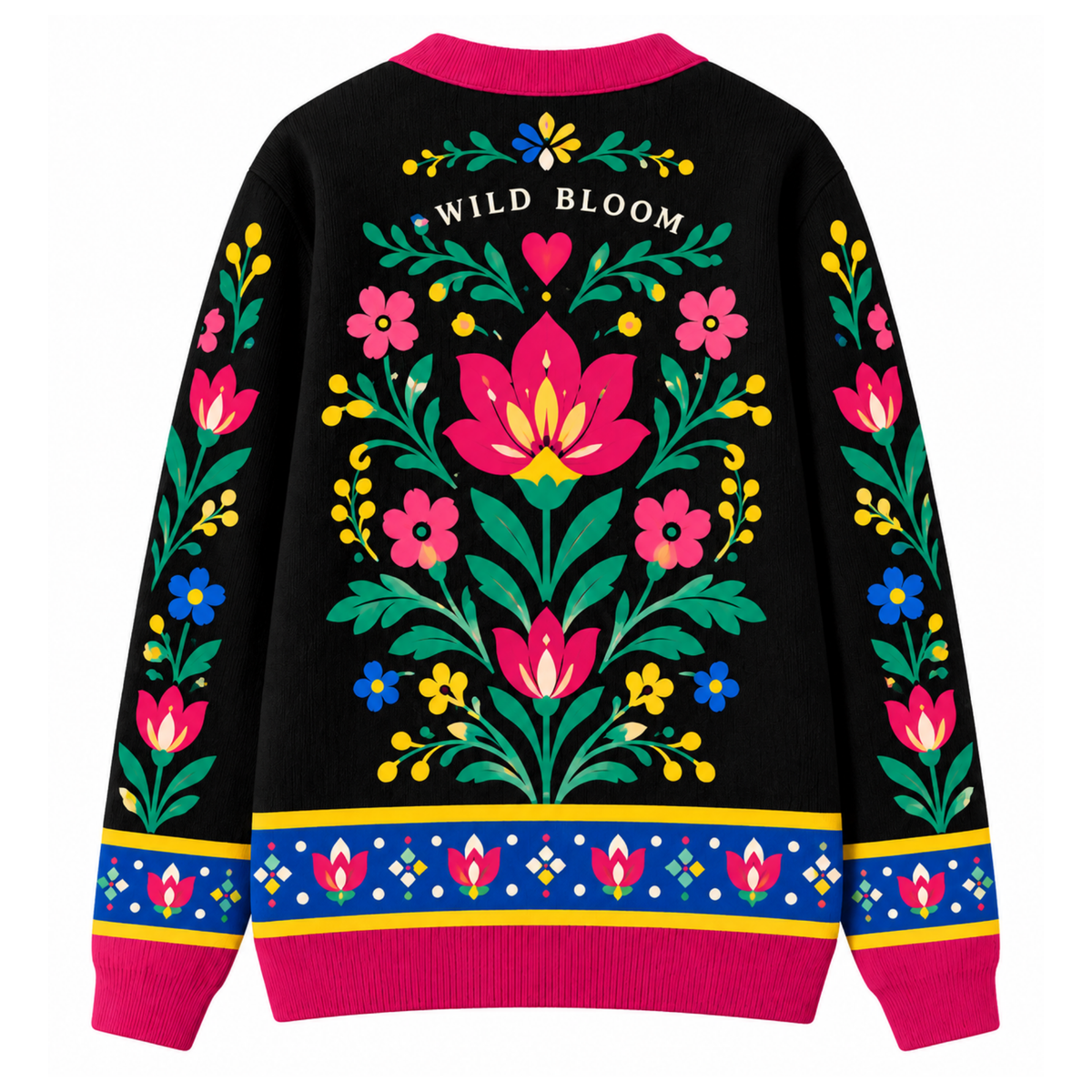 Chaotic Club Folk Art Wild Bloom Floral Cardigan