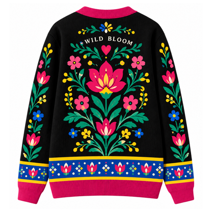 Chaotic Club Folk Art Wild Bloom Floral Cardigan