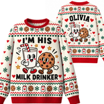 Chaotic Club Funny Couple Ugly Christmas I m Her Cookie I m His Milk Ugly Sweatshirt