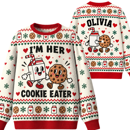 Chaotic Club Funny Couple Ugly Christmas I m Her Cookie I m His Milk Ugly Sweatshirt
