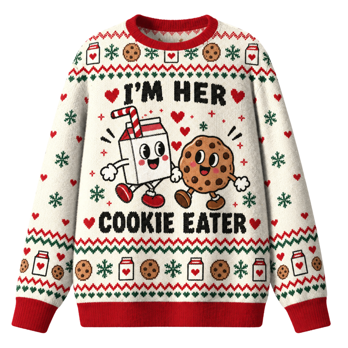 Chaotic Club Funny Couple Ugly Christmas I m Her Cookie I m His Milk Ugly Sweatshirt