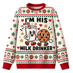 Chaotic Club Funny Couple Ugly Christmas I m Her Cookie I m His Milk Ugly Sweatshirt