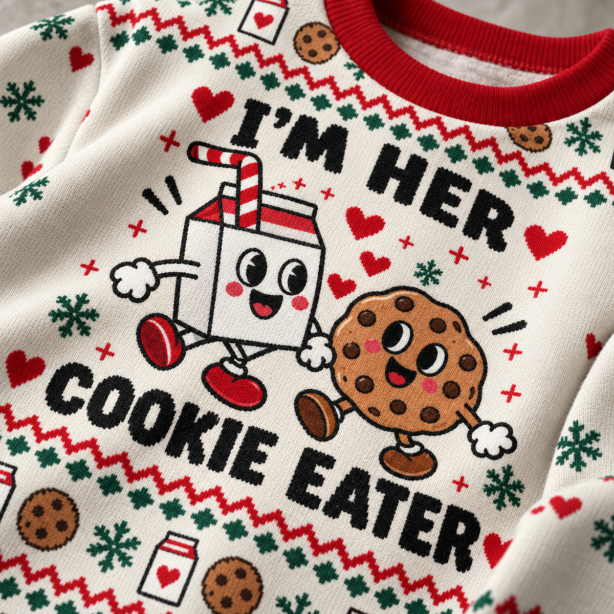 Chaotic Club Funny Couple Ugly Christmas I m Her Cookie I m His Milk Ugly Sweatshirt