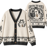 Chaotic Club Ghosting The World Checkered Knit Cardigan