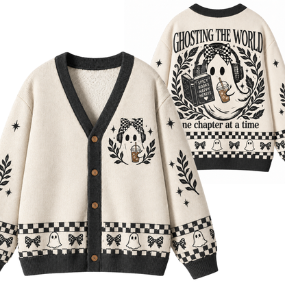 Chaotic Club Ghosting The World Checkered Knit Cardigan