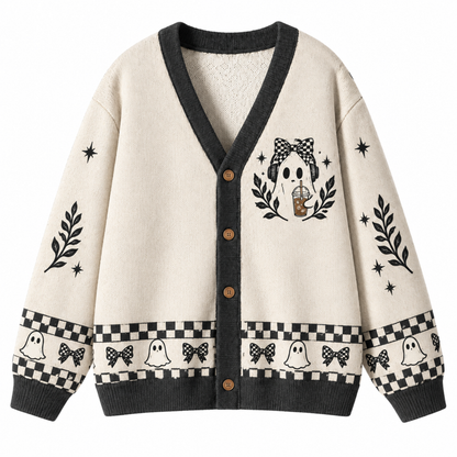 Chaotic Club Ghosting The World Checkered Knit Cardigan