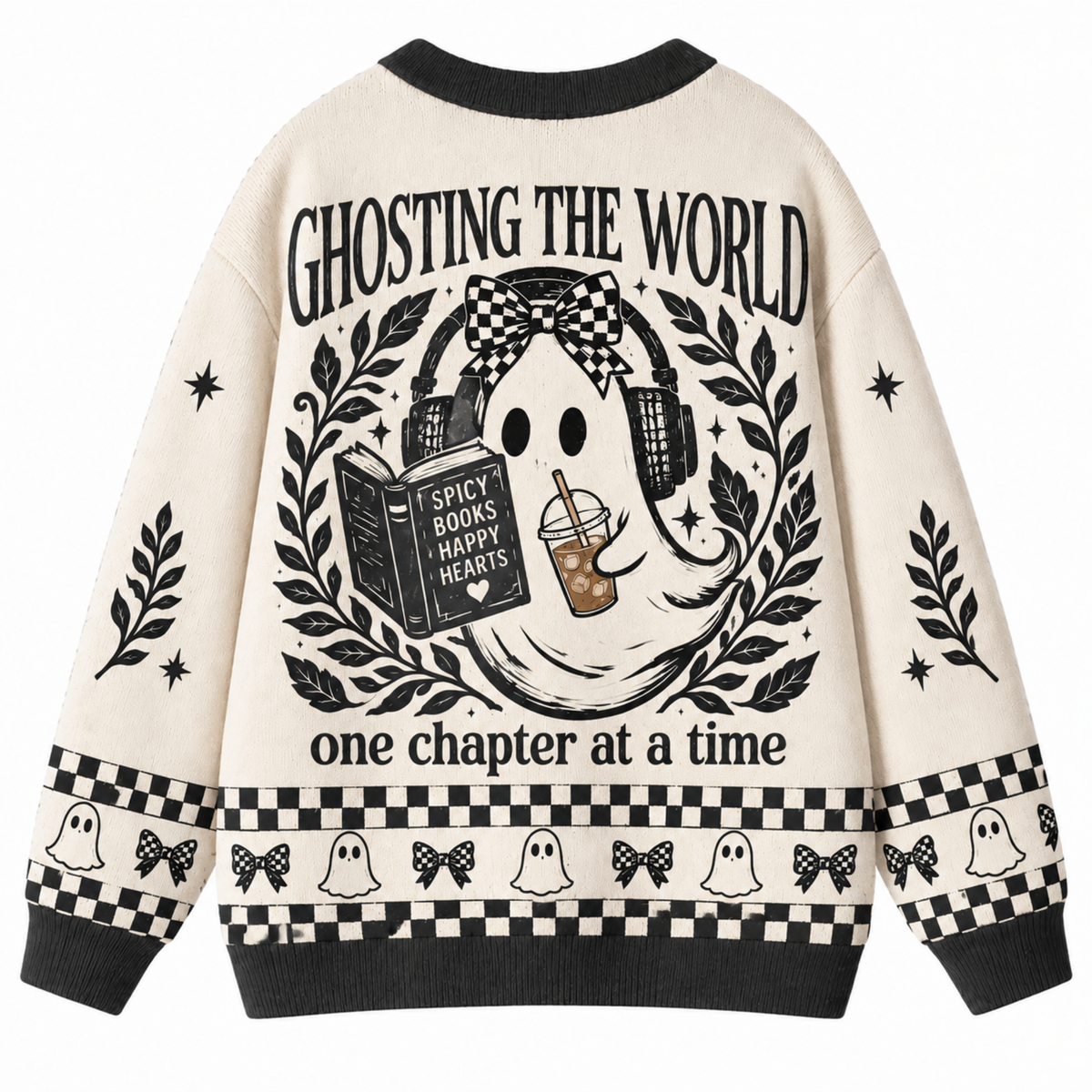 Chaotic Club Ghosting The World Checkered Knit Cardigan