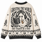 Chaotic Club Ghosting The World Checkered Knit Cardigan