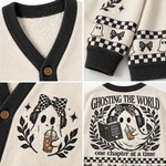 Chaotic Club Ghosting The World Checkered Knit Cardigan