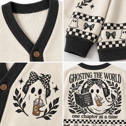 Chaotic Club Ghosting The World Checkered Knit Cardigan